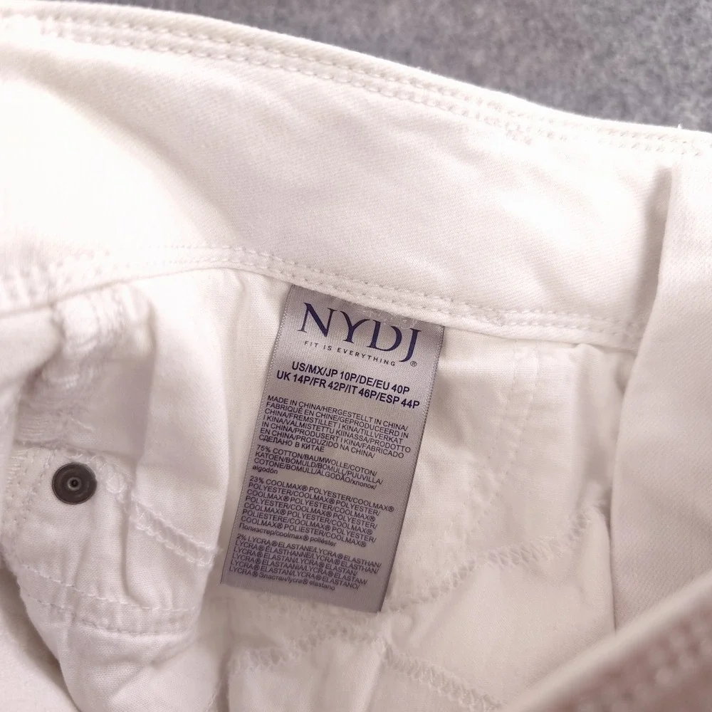 NYDJ Jeans 10p Petite White Cool Embrace Wide Leg 32x20 High Rise Denim
